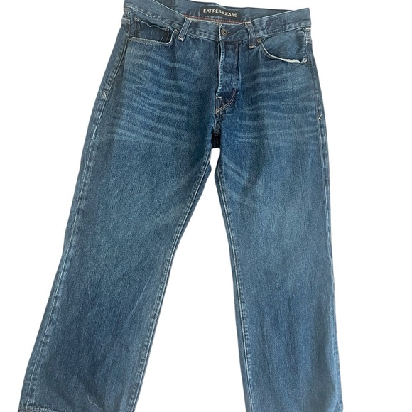 Express Blake Loose Fit Boot Cut blue Jeans - Picture 1 of 6